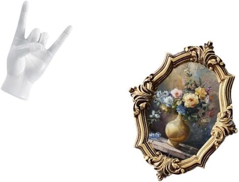 Fenteer Rock Gesture Statue Resin Hand Figurine Vintage Picture Frame Photo Display Artwork Suitable for Offices Bedrooms Gift Giving Home De in Saudi Arabia