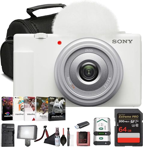 Sony ZV-1 Digital Camera Black DCZV1/B, 64GB Memory Card, Corel Photo Software, NP-BX1 Battery, Card Reader, LED Light, HDMI Cable, Deluxe Soft Bag, Charger, Flex Tripod, and More in Saudi Arabia