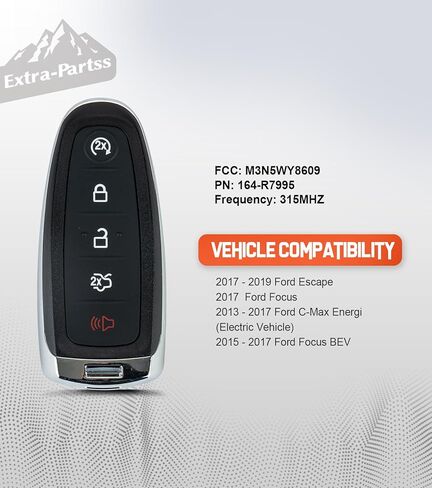 مجموعة بسيطة قابلة للبرمجة لمفتاح السيارة الذكية Ford Fob M3N5WY8609 164-R7995 يناسب Escape Titanium 2013 2014 2015 2016 2017 2018 2019 شفرة أمان عالية in Kuwait