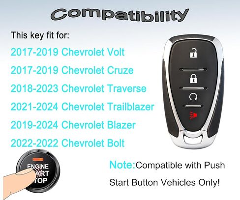 Smart Key Fob for Chevrolet Blazer 2019-2024, YIKEBALOG Keyless Entry Proximity Remote Control Key Fob Compatible with Traverse 2018-2023 HYQ4EA/HYQ4ES 13585728 in Saudi Arabia