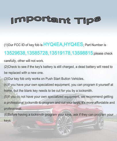 Smart Key Fob for Chevrolet Blazer 2019-2024, YIKEBALOG Keyless Entry Proximity Remote Control Key Fob Compatible with Traverse 2018-2023 HYQ4EA/HYQ4ES 13585728 in Saudi Arabia