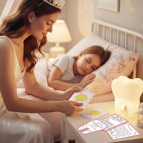 Eaasty 20 Set Tooth Fairy Gifts Kit for Kids Include Mini Tooth Receipt, Certificates, Teeth Fairy Letters, Envelopes with Seal Stickers Lost Teeth Keepsakes for Boys and Girls Award Gifts in Saudi Arabia