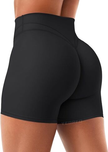 YEOREO Women Workout Yoga Shorts 4.5" No Front Seam Hidden Scrunch Almiy High Rise Buttery Biker Shorts in Saudi Arabia