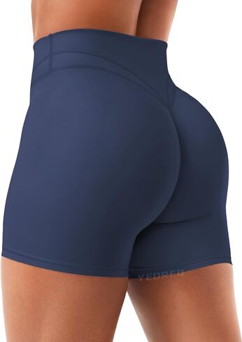 YEOREO Women Workout Yoga Shorts 4.5" No Front Seam Hidden Scrunch Almiy High Rise Buttery Biker Shorts in Saudi Arabia