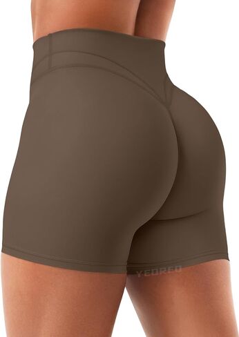 YEOREO Women Workout Yoga Shorts 4.5" No Front Seam Hidden Scrunch Almiy High Rise Buttery Biker Shorts in Saudi Arabia