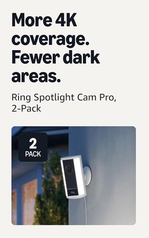 كاميرا Ring Spotlight Cam Pro، بقابس (أحدث طراز)، باللون الأبيض مع مجموعة أسلاك صلبة للكاميرات in Saudi Arabia