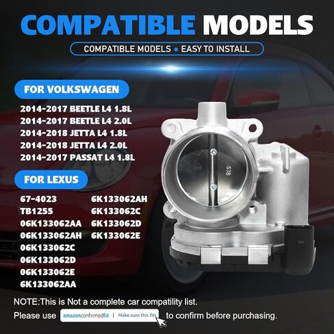 06K133062AA Electronic Throttle Body for Volkswagen Beetle Passat 2014-2017 Jetta 2014-2018 L4 1.8L 2.0L Replace 06K133062AH 06K133062C 06K133062D 06K133062E 67-4023 in Saudi Arabia