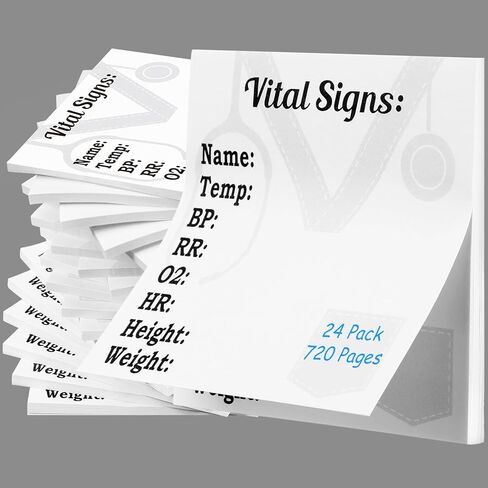 24 Pads 720 Sheets Nurse Sticky Notes for Vital Signs Daily Monitoring Notepad Patient Health Checklist Pad Nursing Gift Care Hr Bp Oxygen Level Recording(White,Classic) in Saudi Arabia
