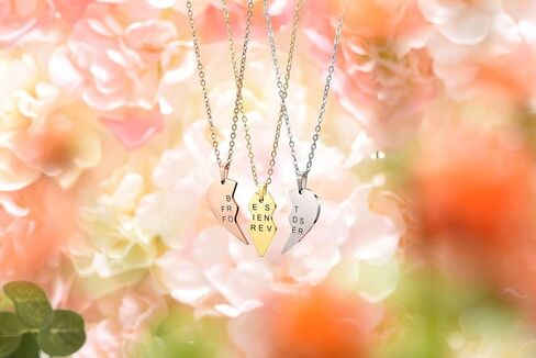 3pcs Personalized Best Friends Forever BFF Necklace Stainless Steel Engraved Puzzle Heart Friendship Pendant Custom Name Matching Heart Necklaces Gift Set in Saudi Arabia