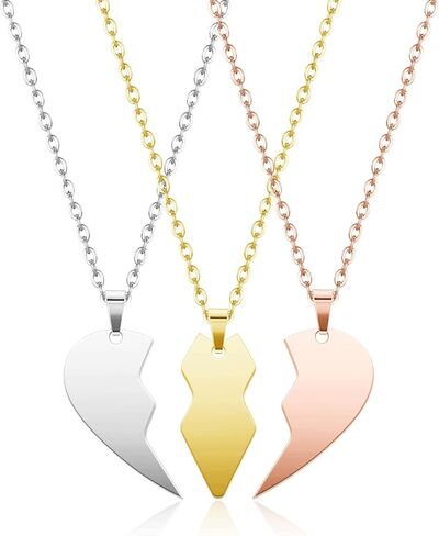 3pcs Personalized Best Friends Forever BFF Necklace Stainless Steel Engraved Puzzle Heart Friendship Pendant Custom Name Matching Heart Necklaces Gift Set in Saudi Arabia