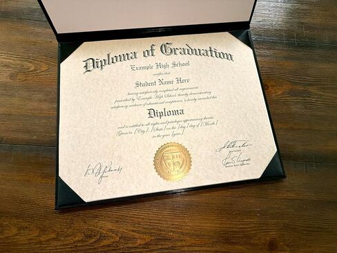 Custom Printed High School Diploma - with Real Embossed Gold Foil Seal & Padded Leatherette Diploma Cover in Kuwait