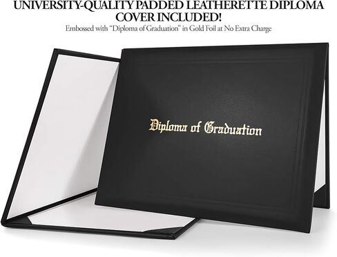 Custom Printed High School Diploma - with Real Embossed Gold Foil Seal & Padded Leatherette Diploma Cover in Kuwait