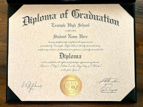 Custom Printed High School Diploma - with Real Embossed Gold Foil Seal & Padded Leatherette Diploma Cover in Kuwait