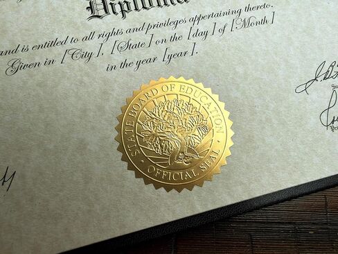 Custom Printed High School Diploma - with Real Embossed Gold Foil Seal & Padded Leatherette Diploma Cover in Kuwait