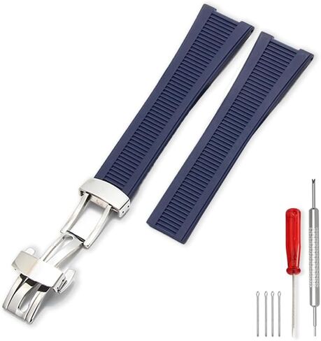 25mm Rubber Watch Band, compatible with Patek Philippe Nautilus 5711 5712 5726 5980 with 316L Deployment Buckle Durable Adjustable Comfortable Nautilus Rubber Strap Replacement in Saudi Arabia