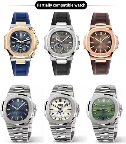 25mm Rubber Watch Band, compatible with Patek Philippe Nautilus 5711 5712 5726 5980 with 316L Deployment Buckle Durable Adjustable Comfortable Nautilus Rubber Strap Replacement in Saudi Arabia
