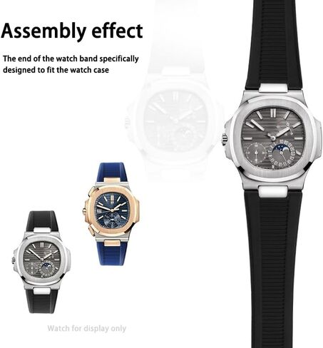 25mm Rubber Watch Band, compatible with Patek Philippe Nautilus 5711 5712 5726 5980 with 316L Deployment Buckle Durable Adjustable Comfortable Nautilus Rubber Strap Replacement in Saudi Arabia