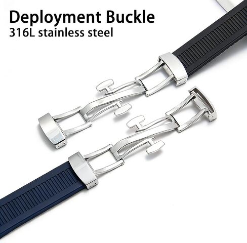 25mm Rubber Watch Band, compatible with Patek Philippe Nautilus 5711 5712 5726 5980 with 316L Deployment Buckle Durable Adjustable Comfortable Nautilus Rubber Strap Replacement in Saudi Arabia
