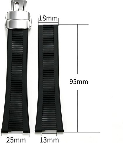 25mm Rubber Watch Band, compatible with Patek Philippe Nautilus 5711 5712 5726 5980 with 316L Deployment Buckle Durable Adjustable Comfortable Nautilus Rubber Strap Replacement in Saudi Arabia