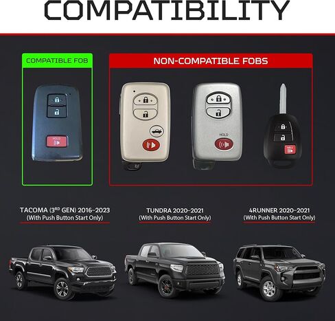 حافظة AJT DESIGN V2 Key Fob البديلة لـ Tacoma (2016-2023)، Tundra (2020-2021)، و4Runner (2020-2021) مع زر التشغيل فقط - غطاء مفتاح PC-ABS متين - صنع في الولايات المتحدة الأمريكية | الرمال المتحركة in Kuwait