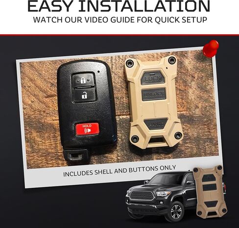 حافظة AJT DESIGN V2 Key Fob البديلة لـ Tacoma (2016-2023)، Tundra (2020-2021)، و4Runner (2020-2021) مع زر التشغيل فقط - غطاء مفتاح PC-ABS متين - صنع في الولايات المتحدة الأمريكية | الرمال المتحركة in Kuwait