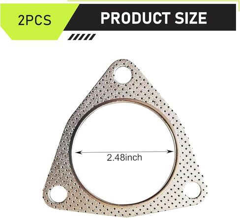 2 PCS Car Exhaust Gasket, 2.48" 3-hole Flange Anti Leakage Connector Gasket, Rust-proof Exhaust Manifold Buffer Muffler Ring Replacement, Universal Retrofit Accessories for Cars (Silver) in Saudi Arabia