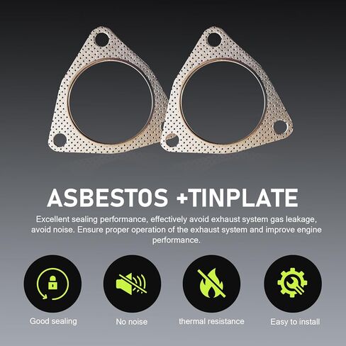 2 PCS Car Exhaust Gasket, 2.48" 3-hole Flange Anti Leakage Connector Gasket, Rust-proof Exhaust Manifold Buffer Muffler Ring Replacement, Universal Retrofit Accessories for Cars (Silver) in Saudi Arabia