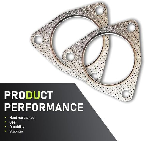 2 PCS Car Exhaust Gasket, 2.48" 3-hole Flange Anti Leakage Connector Gasket, Rust-proof Exhaust Manifold Buffer Muffler Ring Replacement, Universal Retrofit Accessories for Cars (Silver) in Saudi Arabia