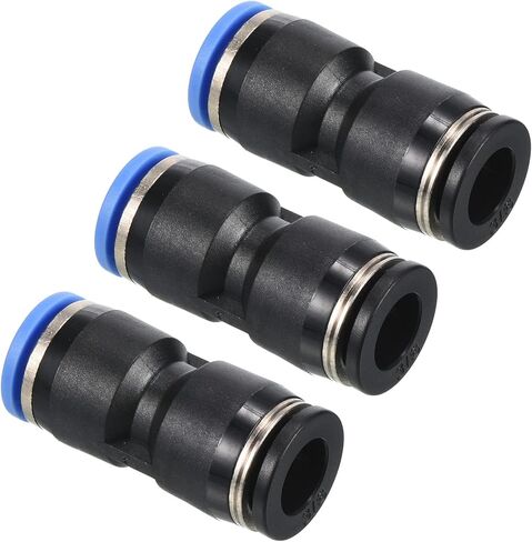 PATIKIL 3/8" to 10mm Reducing Push to Connect Air Line Fitting, 2 Pack Straight Union Reducer Pneumatic Quick Connect Fittings, Black & Blue in Saudi Arabia