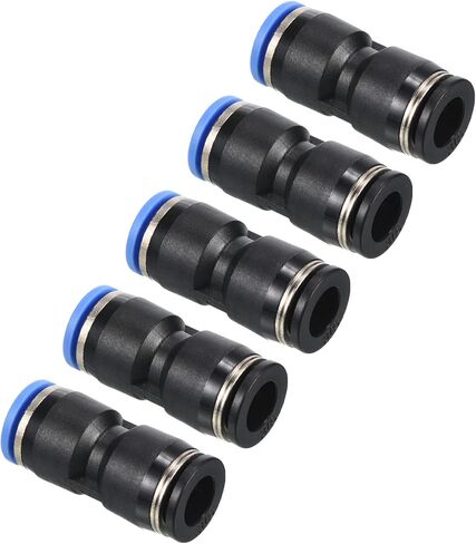 PATIKIL 3/8" to 10mm Reducing Push to Connect Air Line Fitting, 2 Pack Straight Union Reducer Pneumatic Quick Connect Fittings, Black & Blue in Saudi Arabia
