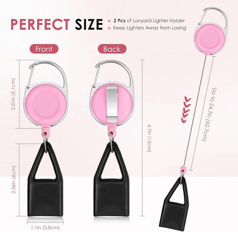 2 Pcs Retractable Lighter Clip, Lighter Holder Keychain with Clip, Pink in Saudi Arabia