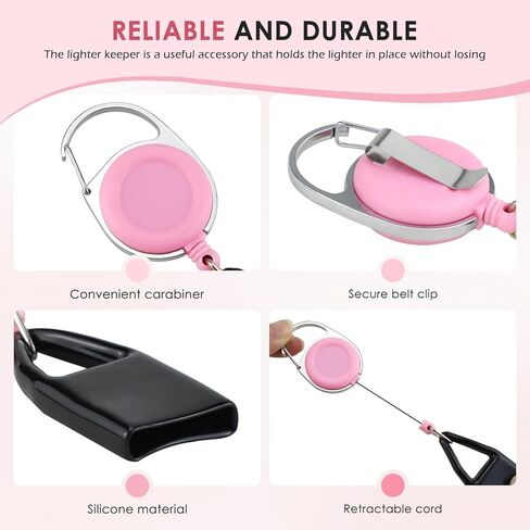 2 Pcs Retractable Lighter Clip, Lighter Holder Keychain with Clip, Pink in Saudi Arabia
