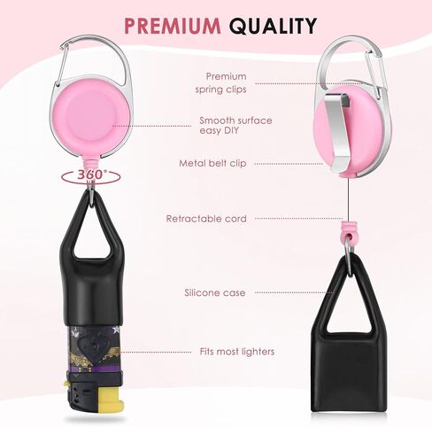 2 Pcs Retractable Lighter Clip, Lighter Holder Keychain with Clip, Pink in Saudi Arabia