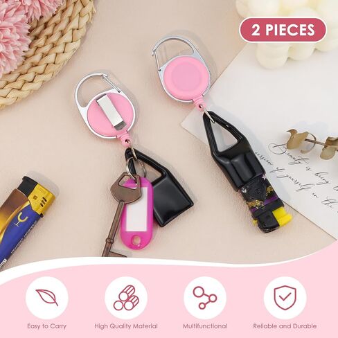 2 Pcs Retractable Lighter Clip, Lighter Holder Keychain with Clip, Pink in Saudi Arabia