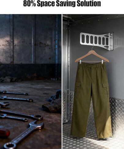 حامل ملابس مثبت على الحائط من الفولاذ المقاوم للصدأ لمقطورات سيارات السباق والشرفات وورش العمل، ورف ملابس مزود بفتحات مثقوبة مسبقًا، سهل التركيب ومقاوم للصدأ ومقاوم للاهتراء، فضي in Kuwait