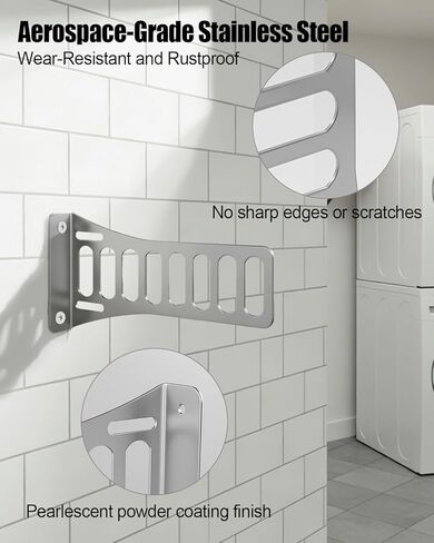 حامل ملابس مثبت على الحائط من الفولاذ المقاوم للصدأ لمقطورات سيارات السباق والشرفات وورش العمل، ورف ملابس مزود بفتحات مثقوبة مسبقًا، سهل التركيب ومقاوم للصدأ ومقاوم للاهتراء، فضي in Kuwait