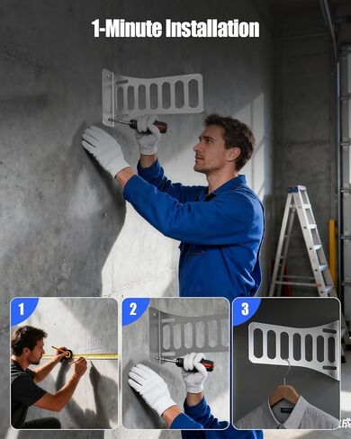 حامل ملابس مثبت على الحائط من الفولاذ المقاوم للصدأ لمقطورات سيارات السباق والشرفات وورش العمل، ورف ملابس مزود بفتحات مثقوبة مسبقًا، سهل التركيب ومقاوم للصدأ ومقاوم للاهتراء، فضي in Kuwait