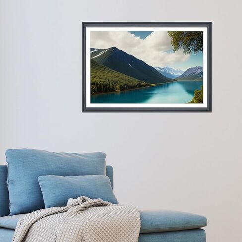 22x36 Picture Frame Solid Wood Black, Display 20"x34" (With mat) or 22"x36" (Without mat) Photos, Poster, Painting,Puzzles (X23B2236W2034) in Saudi Arabia