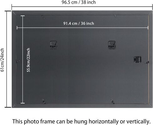 22x36 Picture Frame Solid Wood Black, Display 20"x34" (With mat) or 22"x36" (Without mat) Photos, Poster, Painting,Puzzles (X23B2236W2034) in Saudi Arabia
