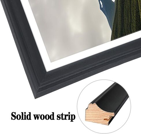 22x36 Picture Frame Solid Wood Black, Display 20"x34" (With mat) or 22"x36" (Without mat) Photos, Poster, Painting,Puzzles (X23B2236W2034) in Saudi Arabia