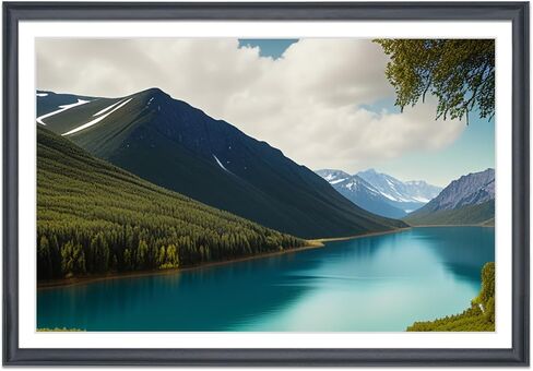 22x36 Picture Frame Solid Wood Black, Display 20"x34" (With mat) or 22"x36" (Without mat) Photos, Poster, Painting,Puzzles (X23B2236W2034) in Saudi Arabia