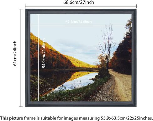 22x25 inch Picture Frame Solid Wood Black,Suitable for Panoramic Photo Frame, Posters,Painting,Group Photo,Puzzle (A23B2225) in Saudi Arabia