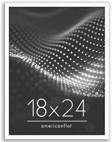 Americanflat 18x24 Poster Frame with Polished Plexiglass - Streamline Collection - Thin Border Picture Frame for Wall Display - Hanging Hardware Included - White in Saudi Arabia