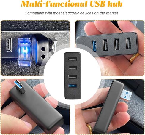 صندوق قفازات السيارة USB Hub، شاحن محطة إرساء محرك الأقراص متعدد المنافذ 4 في 1، قاعدة توسيع محور USB للسيارات شحن سريع، متوافق مع الطراز 3 Highland Cybertruck in Kuwait
