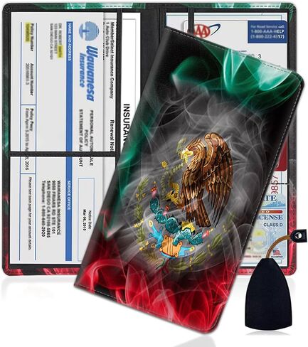 Car Document Holder with Magnetic Shut, Car Registration and Insurance Card Holder, Vehicle Glove Box Organizer Documents, Driver License, Auto Paperwork Organizer Wallet Cowhide White Black Cow in Saudi Arabia