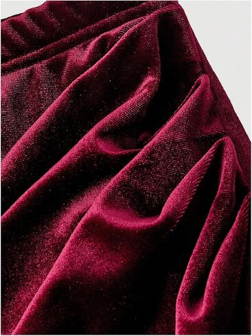 المرأة التفاف الجبهة Ruched Bodycon المخملية تنورة شق تنحنح أنيقة كوكتيل تنورة طويلة in Kuwait