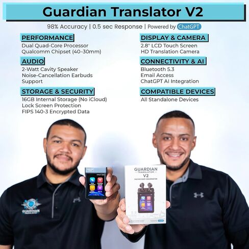 سماعات أذن 6 في 1 V2 AI لإلغاء الضوضاء، سماعات أذن للترجمة مع 144 لغة عبر الإنترنت و16 لغة غير متصلة بالإنترنت، معالج رباعي النواة، طقم واقي الشاشة، بيانات آمنة، للسفر والأعمال in Kuwait