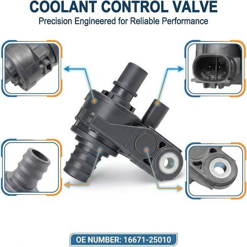 16671-25010 صمام تجاوز المبرد، متوافق مع تويوتا أفالون 2020-2021 وكامري 2018-2021، RAV4 2019-2022، لكزس ES350، صمام التحكم في سائل تبريد المحرك يستبدل 1667125010 و16671 25010 in Kuwait