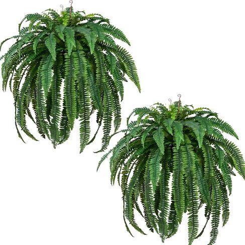 Waipfaru 60'' Set of 2 Large Fake Ferns, UV Resistant Artificial Outdoor Plants, Faux Greenery Plants, Realistic Boston Ferns with 48 Fronds for Front Porch Home Garden Patio Forest Decor in Saudi Arabia