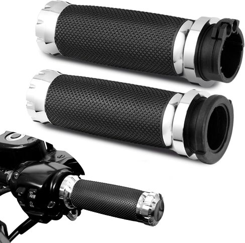 Amazicha 1inch Hand Grips, Cable Throttle Control Handlebar Grips Fit for Harley ’08-’13 XR, ’96-’07 Touring, ’02-’17 VRSC, ’96-Later XL, ’96-’17 Dyna (Except FXDLS) in Saudi Arabia